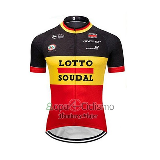 Lotto Soudal Ropa Ciclismo Culotte Corto 2018 Mangas Cortas Negro AMarillo Rojo